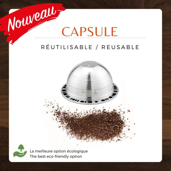 Capsule réutilisable compatible avec la gamme Nespresso Vertuo