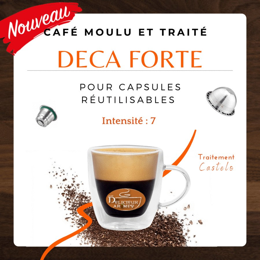 NOUVEAUTÉ! Deca Forte - Café moulu et traité pour capsules réutilisables