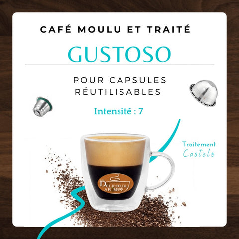 NOUVEAUTÉ! Gustoso - Café moulu et traité pour capsules réutilisables
